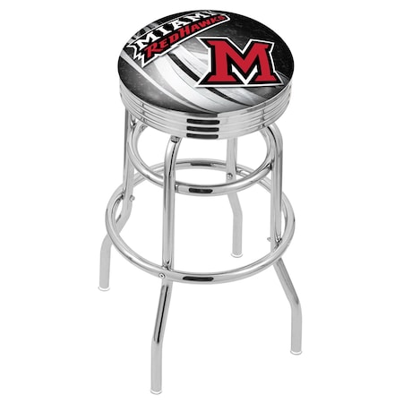 Holland Bar Stool Co 30" Chrome 2-Ring Miami (OH) Swivel Bar Stool, Accent Ring L7C3C30Mia-OH-D2